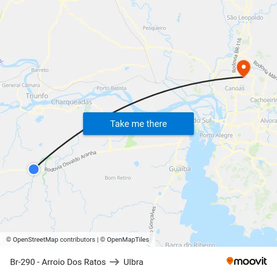 Br-290 - Arroio Dos Ratos to Ulbra map