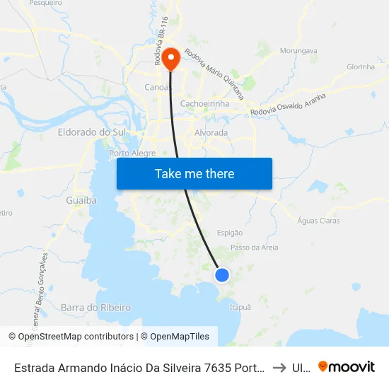 Estrada Armando Inácio Da Silveira 7635 Porto Alegre - Rs Brasil to Ulbra map