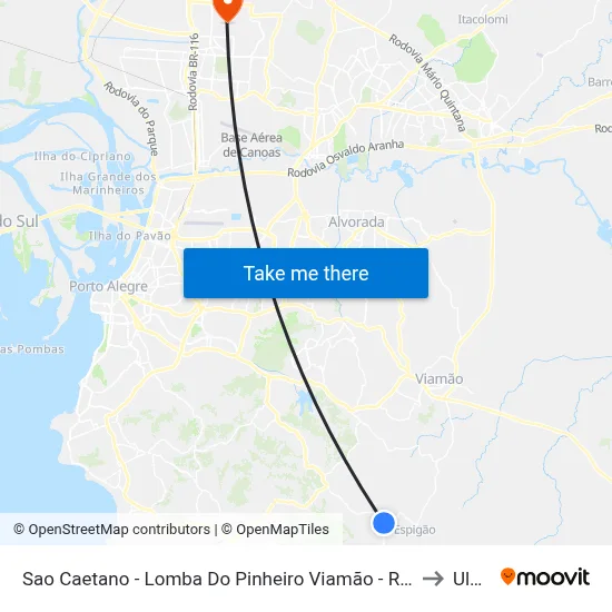 Sao Caetano - Lomba Do Pinheiro Viamão - Rs Brasil to Ulbra map