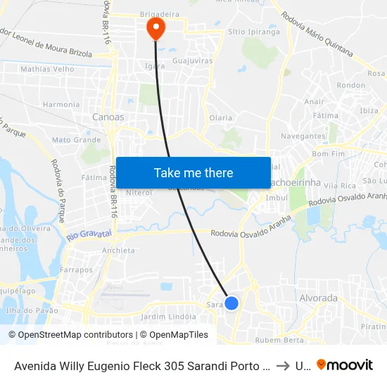Avenida Willy Eugenio Fleck 305 Sarandi Porto Alegre - Rio Grande Do Sul 91140 Brasil to Ulbra map