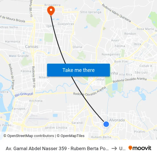 Av. Gamal Abdel Nasser 359 - Rubem Berta Porto Alegre - Rs 91170-001 Brasil to Ulbra map