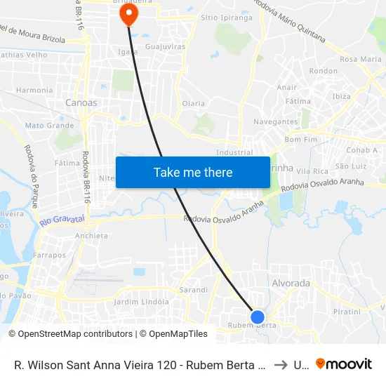 R. Wilson Sant Anna Vieira 120 - Rubem Berta Porto Alegre - Rs 91180-140 Brasil to Ulbra map