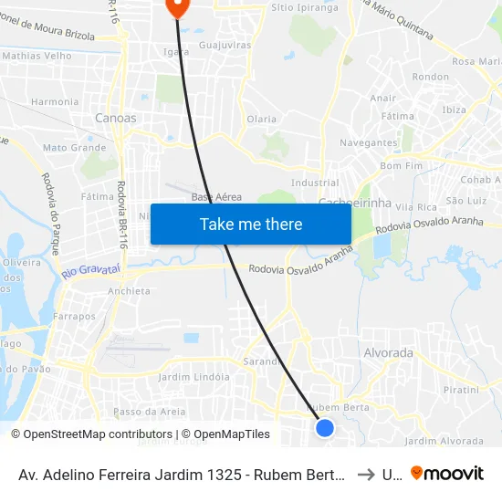 Av. Adelino Ferreira Jardim 1325 - Rubem Berta Porto Alegre - Rs 91250-310 Brasil to Ulbra map