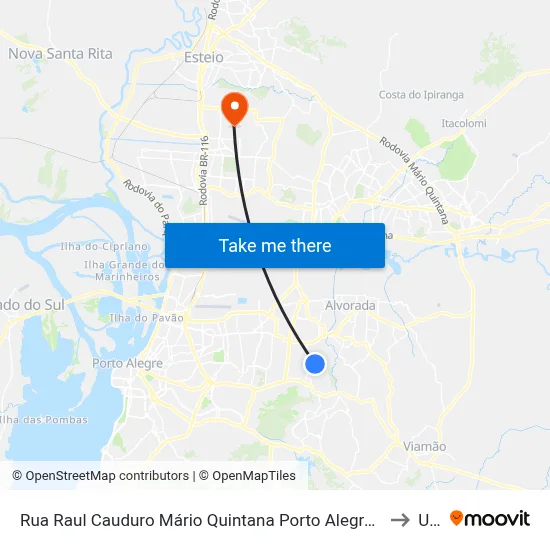 Rua Raul Cauduro Mário Quintana Porto Alegre - Rio Grande Do Sul 91250 Brasil to Ulbra map