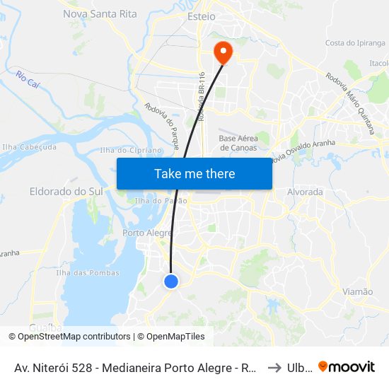 Av. Niterói 528 - Medianeira Porto Alegre - Rs Brasil to Ulbra map