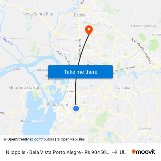 Nilopolis - Bela Vista Porto Alegre - Rs 90450-190 Brasil to Ulbra map