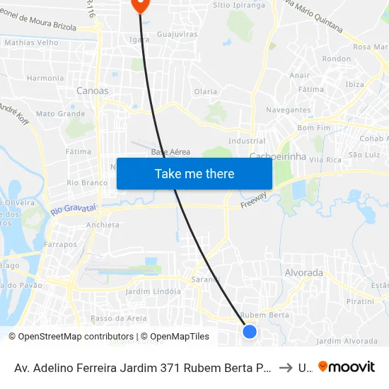 Av. Adelino Ferreira Jardim 371 Rubem Berta Porto Alegre - Rio Grande Do Sul 91250-310 Brasil to Ulbra map