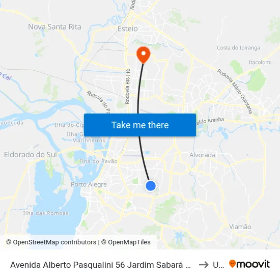 Avenida Alberto Pasqualini 56 Jardim Sabará Porto Alegre - Rs 91215-001 Brasil to Ulbra map
