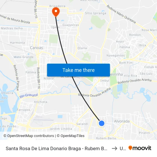Santa Rosa De Lima Donario Braga - Rubem Berta Porto Alegre - Rs 91160-360 Brasil to Ulbra map