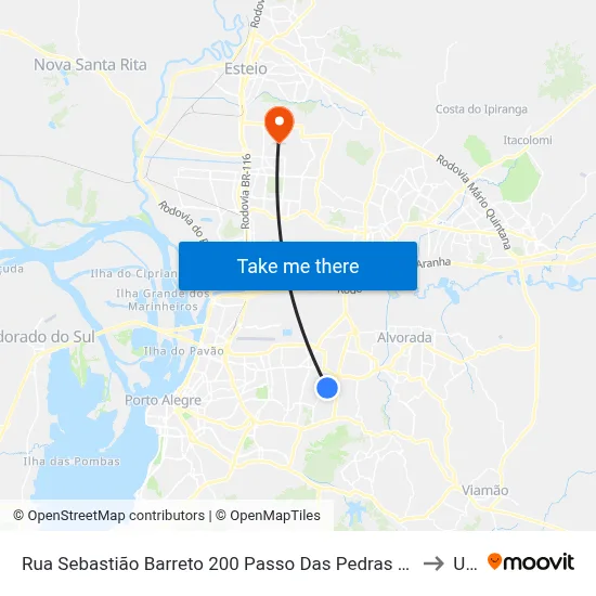 Rua Sebastião Barreto 200 Passo Das Pedras Porto Alegre - Rs 91230-430 Brasil to Ulbra map
