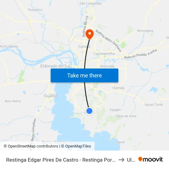 Restinga Edgar Pires De Castro - Restinga Porto Alegre - Rs Brasil to Ulbra map