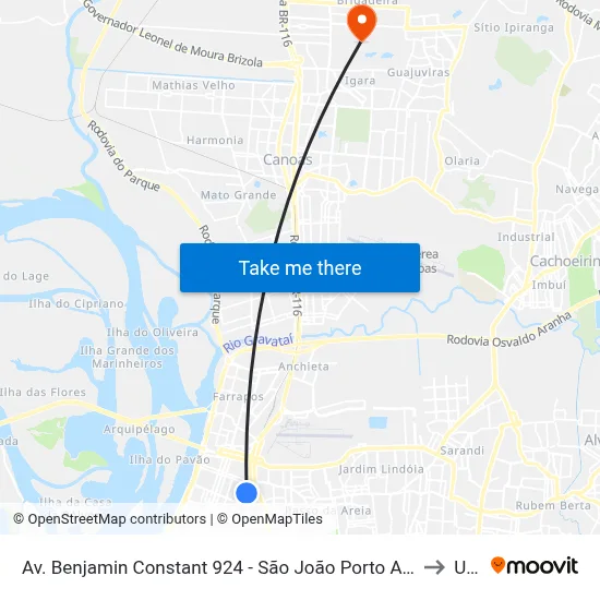 Av. Benjamin Constant 924 - São João Porto Alegre - Rs 90550-003 Brasil to Ulbra map