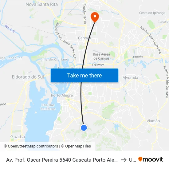 Av. Prof. Oscar Pereira 5640 Cascata Porto Alegre - Rio Grande Do Sul 91712-320 Brasil to Ulbra map