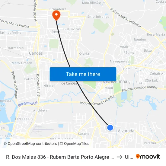 R. Dos Maias 836 - Rubem Berta Porto Alegre - Rs 91170-200 Brasil to Ulbra map