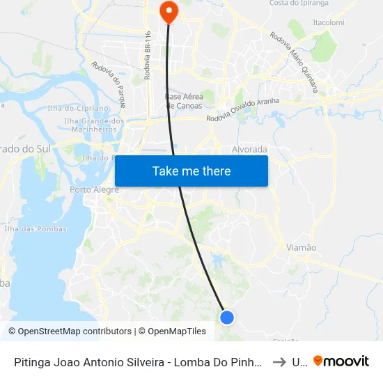Pitinga Joao Antonio Silveira - Lomba Do Pinheiro Porto Alegre - Rs 91790-400 Brasil to Ulbra map
