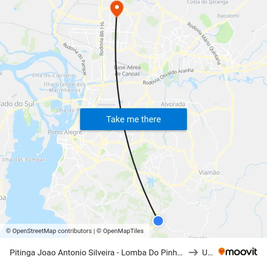 Pitinga Joao Antonio Silveira - Lomba Do Pinheiro Porto Alegre - Rs Brasil to Ulbra map