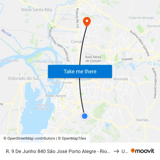 R. 9 De Junho 840 São José Porto Alegre - Rio Grande Do Sul 91520-610 Brasil to Ulbra map