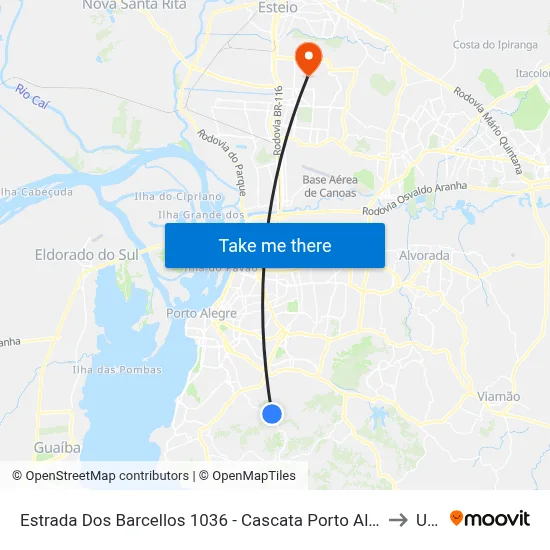 Estrada Dos Barcellos 1036 - Cascata Porto Alegre - Rs 91712-300 Brasil to Ulbra map