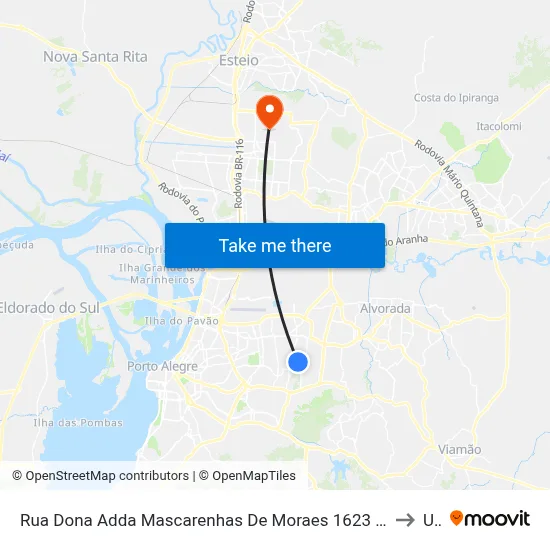 Rua Dona Adda Mascarenhas De Moraes 1623 - Jardim Itu-Sabará Porto Alegre - Rs 91220-140 Brasil to Ulbra map