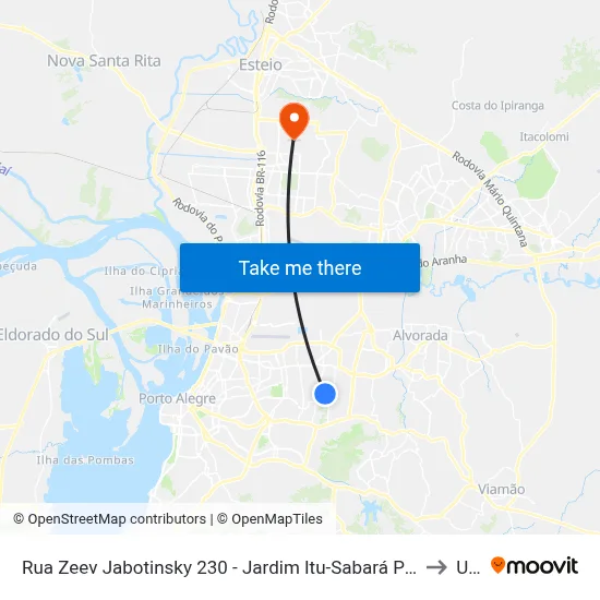 Rua Zeev Jabotinsky 230 - Jardim Itu-Sabará Porto Alegre - Rs 91220-510 Brasil to Ulbra map