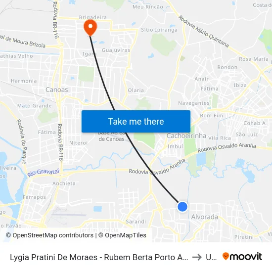 Lygia Pratini De Moraes - Rubem Berta Porto Alegre - Rs 91170-400 Brasil to Ulbra map