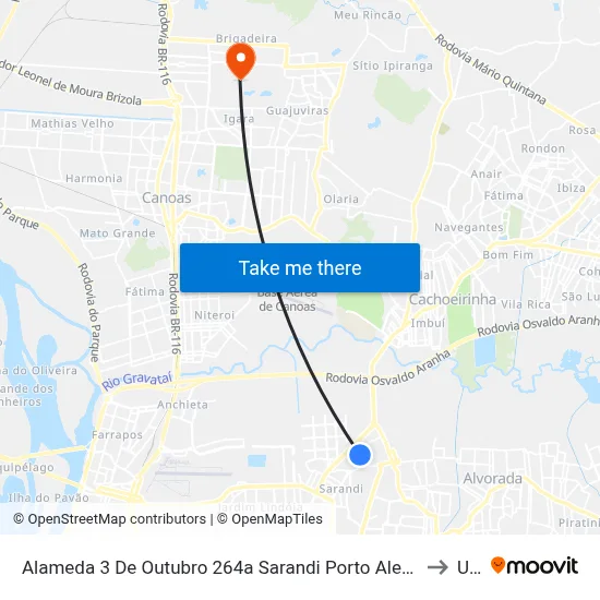 Alameda 3 De Outubro 264a Sarandi Porto Alegre - Rio Grande Do Sul 91140 Brasil to Ulbra map