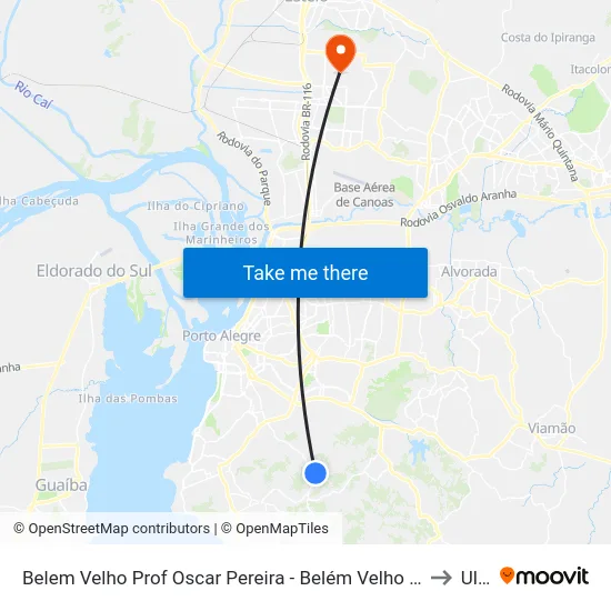 Belem Velho Prof Oscar Pereira - Belém Velho Porto Alegre - Rs Brasil to Ulbra map