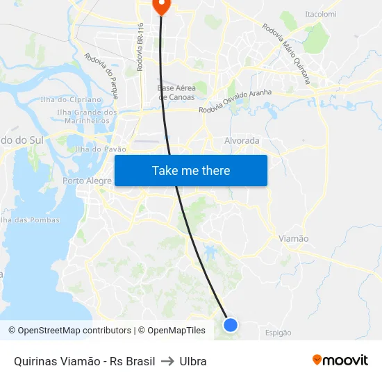 Quirinas Viamão - Rs Brasil to Ulbra map