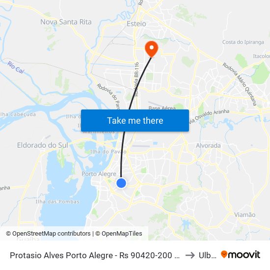 Protasio Alves Porto Alegre - Rs 90420-200 Brasil to Ulbra map