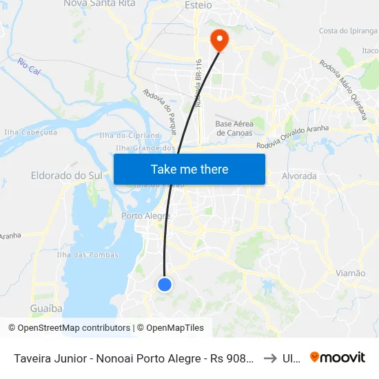 Taveira Junior - Nonoai Porto Alegre - Rs 90830-000 Brasil to Ulbra map