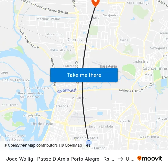 Joao Wallig - Passo D Areia Porto Alegre - Rs 91340-001 Brasil to Ulbra map