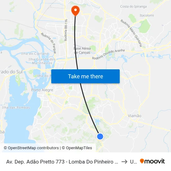 Av. Dep. Adão Pretto 773 - Lomba Do Pinheiro Porto Alegre - Rs 91570-730 Brasil to Ulbra map