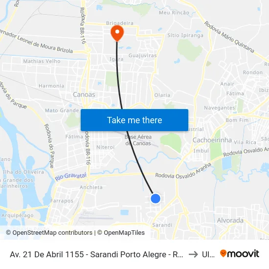 Av. 21 De Abril 1155 - Sarandi Porto Alegre - Rs 91120-630 Brasil to Ulbra map