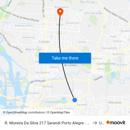 R. Moreira Da Silva 217 Sarandi Porto Alegre - Rio Grande Do Sul 91110-360 Brasil to Ulbra map