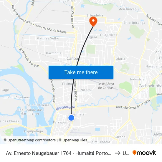 Av. Ernesto Neugebauer 1764 - Humaitá Porto Alegre - Rs 90250-140 Brasil to Ulbra map