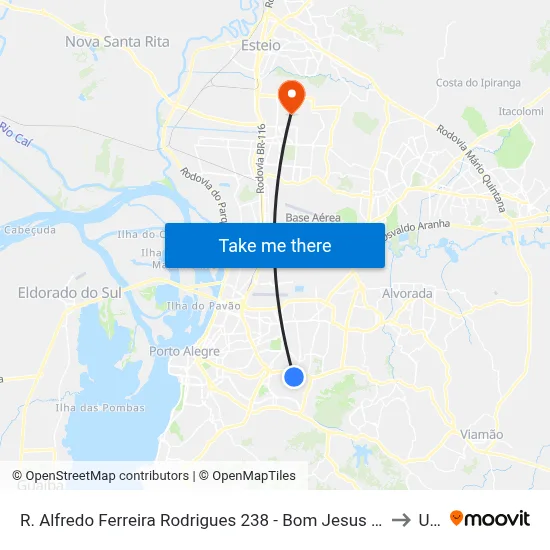 R. Alfredo Ferreira Rodrigues 238 - Bom Jesus Porto Alegre - Rs 91420-632 Brasil to Ulbra map