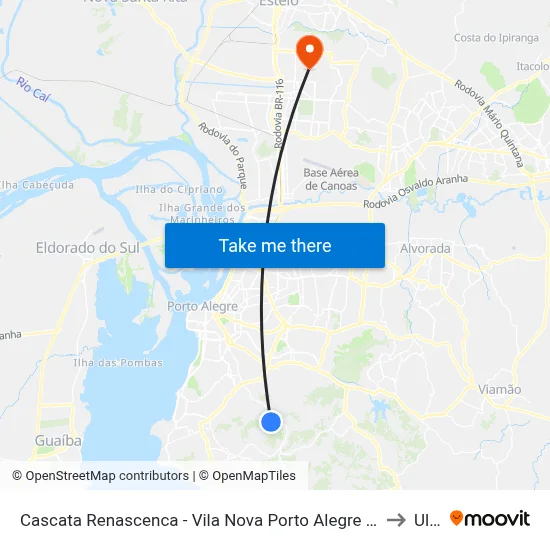 Cascata Renascenca - Vila Nova Porto Alegre - Rs 91712-370 Brasil to Ulbra map