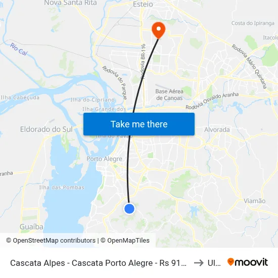 Cascata Alpes - Cascata Porto Alegre - Rs 91720-120 Brasil to Ulbra map