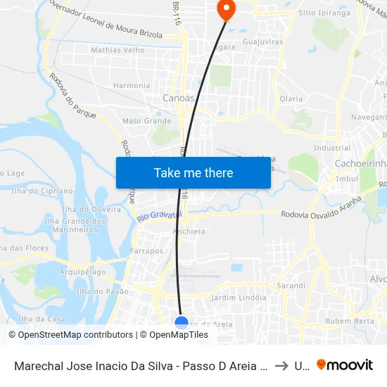 Marechal Jose Inacio Da Silva - Passo D Areia Porto Alegre - Rs 90520-280 Brasil to Ulbra map
