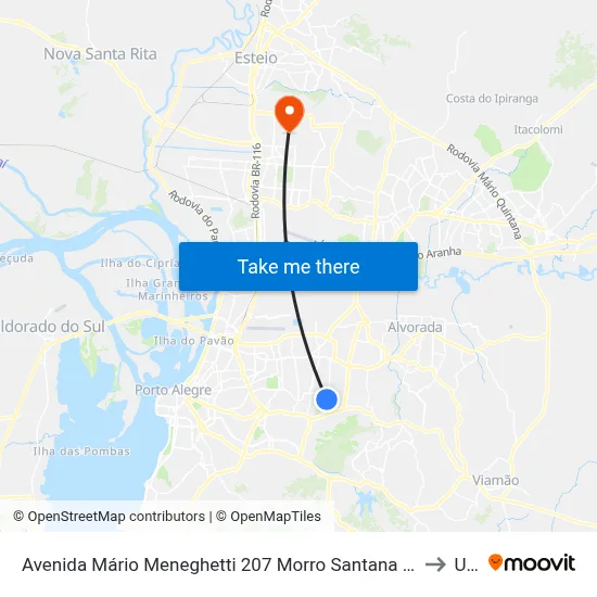 Avenida Mário Meneghetti 207 Morro Santana Porto Alegre - Rs 91260-190 Brasil to Ulbra map