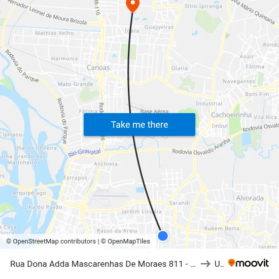 Rua Dona Adda Mascarenhas De Moraes 811 - Jardim Itu-Sabará Porto Alegre - Rs 91220-140 Brasil to Ulbra map