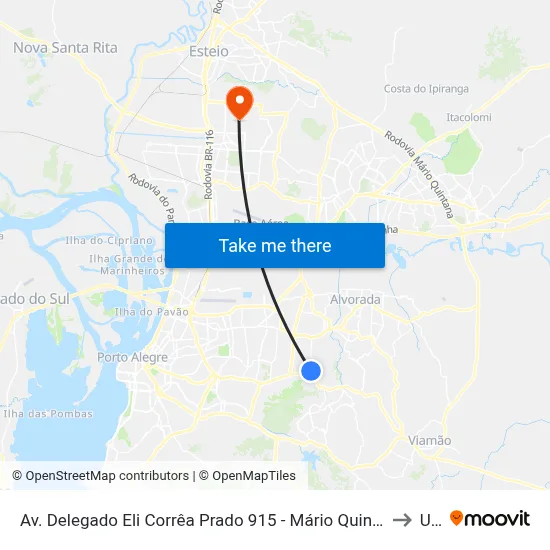 Av. Delegado Eli Corrêa Prado 915 - Mário Quintana Porto Alegre - Rs 91260-300 Brasil to Ulbra map