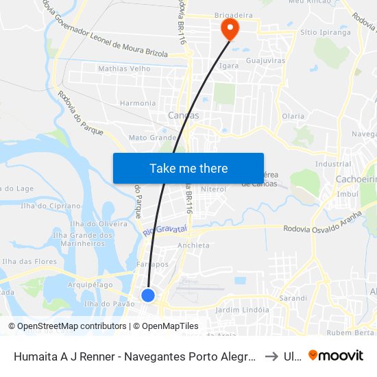 Humaita A J Renner - Navegantes Porto Alegre - Rs 90240-001 Brasil to Ulbra map