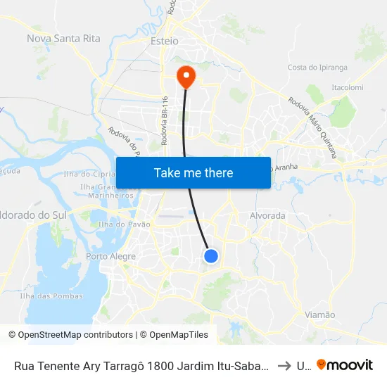 Rua Tenente Ary Tarragô 1800 Jardim Itu-Sabará Porto Alegre - Rio Grande Do Sul 91215 Brasil to Ulbra map