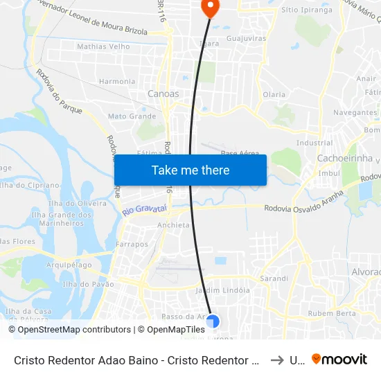 Cristo Redentor Adao Baino - Cristo Redentor Porto Alegre - Rs 91350-030 Brasil to Ulbra map