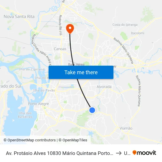 Av. Protásio Alves 10830 Mário Quintana Porto Alegre - Rio Grande Do Sul 91260-000 Brasil to Ulbra map