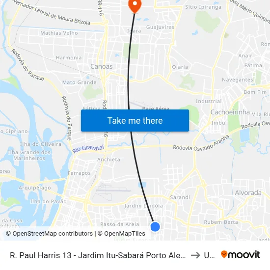 R. Paul Harris 13 - Jardim Itu-Sabará Porto Alegre - Rs 91380-200 Brasil to Ulbra map