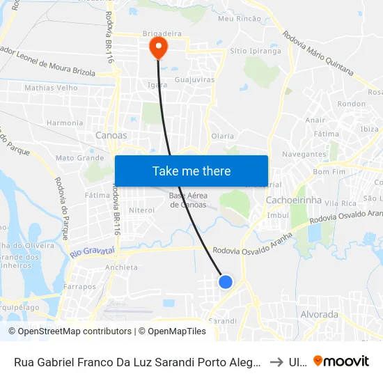 Rua Gabriel Franco Da Luz Sarandi Porto Alegre - Rs 91120-600 Brasil to Ulbra map
