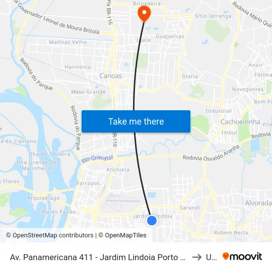 Av. Panamericana 411 - Jardim Lindoia Porto Alegre - Rs 91050-001 Brasil to Ulbra map