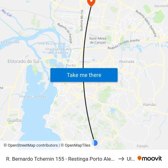 R. Bernardo Tchernin 155 - Restinga Porto Alegre - Rs 91790-180 Brasil to Ulbra map